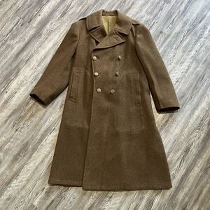 Vintage 1945 WWII Wool Trench Coat Issued 38R